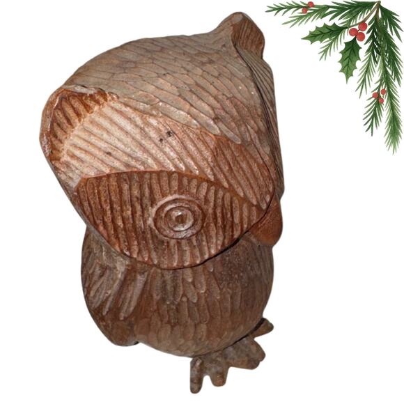 Hand-Carved Wooden Owl Figurine – Rustic Folk Art Woodland Decor - Picture 6 of 11